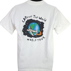 CAPture The World Plane T Shirt Vintage 90s CAP World Tour Planet Globe Medium